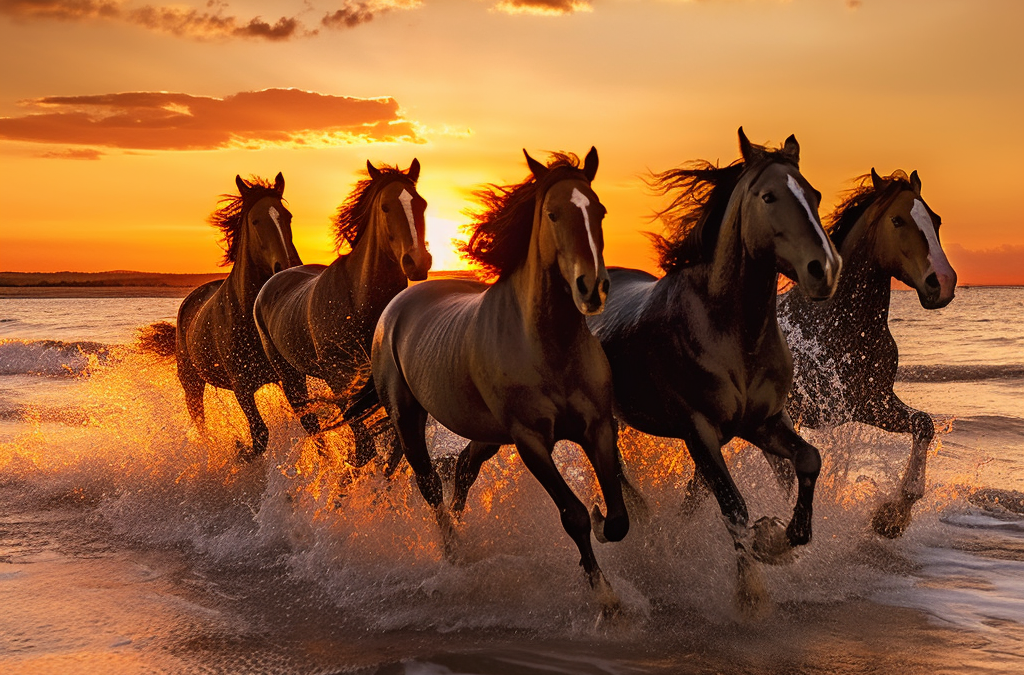 Caballos corriendo
